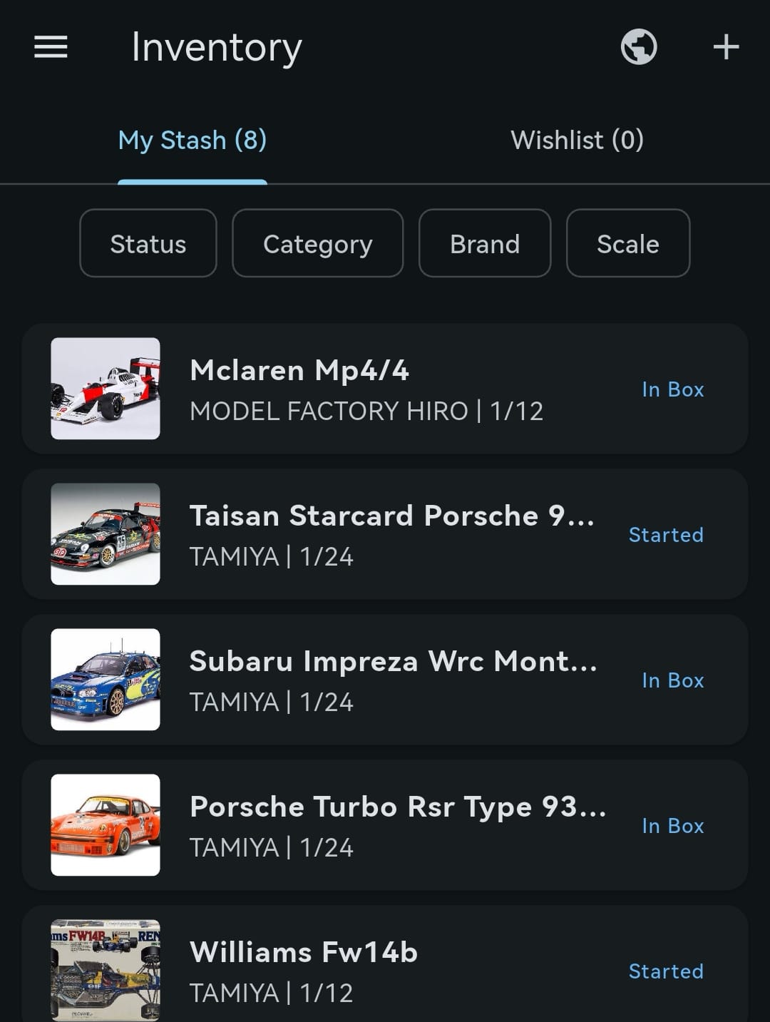 The Kitbasher Stash screen